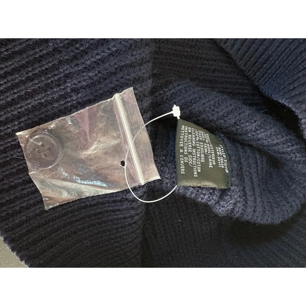 National Geographic Mens 100% Wool Ribbed Shawl Collar Sweater Navy Blue Medium